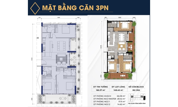 Mặt bằng căn hộ 3 phòng ngủ